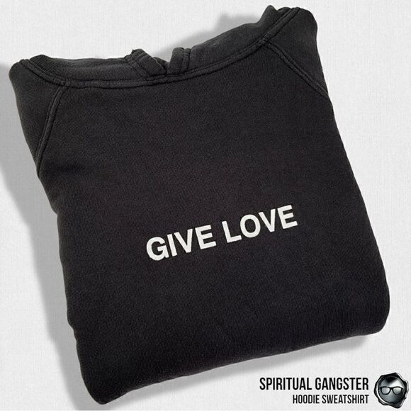 SPIRITUAL
GANGSTER WOMEN’S COTTON GIVE LOVE RAGLAN HOODIE SWEATSHIRT IN BLACK - Picture 11 of 11